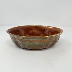 Vintage Haeger Pottery Oval Bowl Planter #3929 Mid Cen Brown & Green Glaze USA